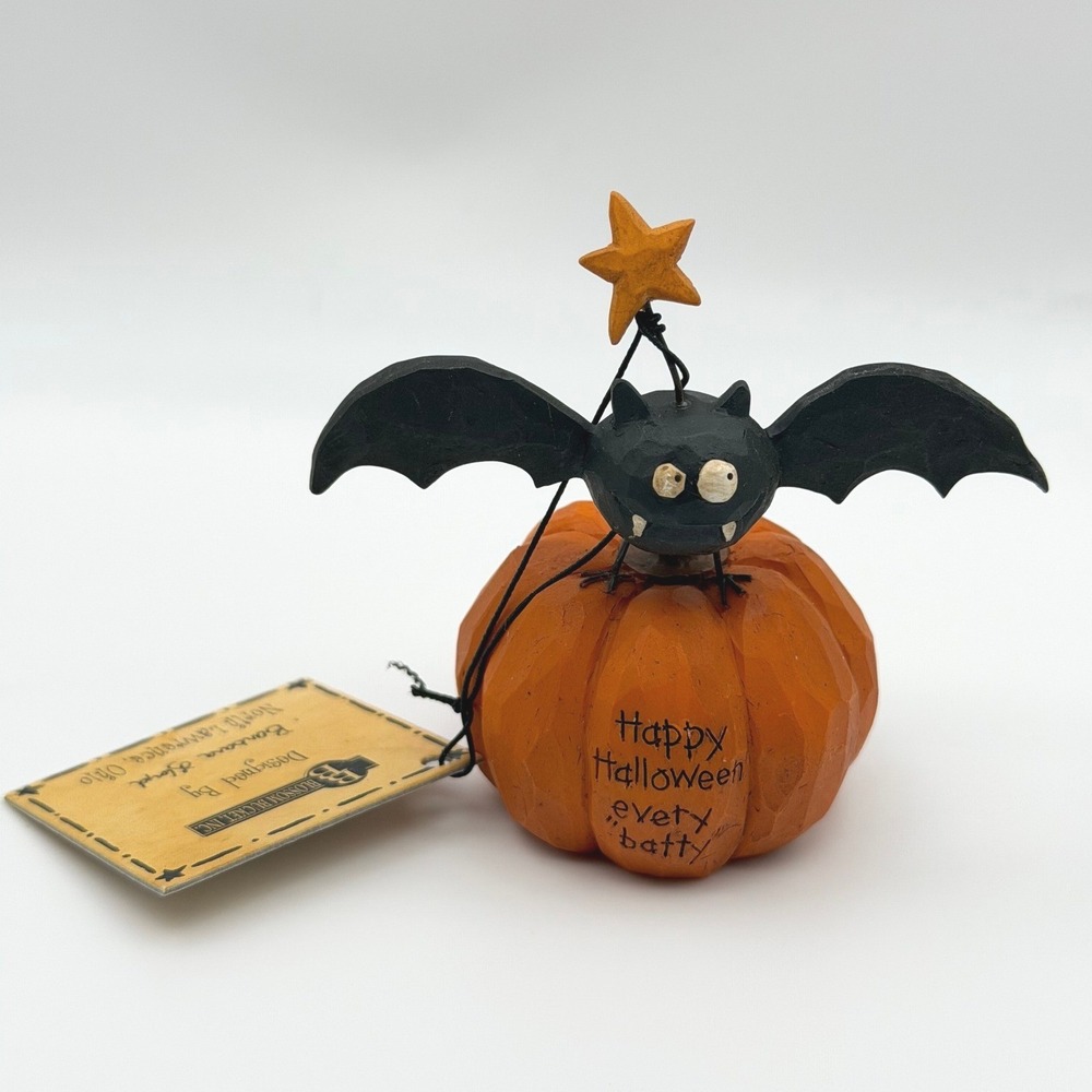 NEW Blossom Bucket Barbara Lloyd 2010 HAPPY HALLOWEEN EVERY BATTY Pumpkin Figure